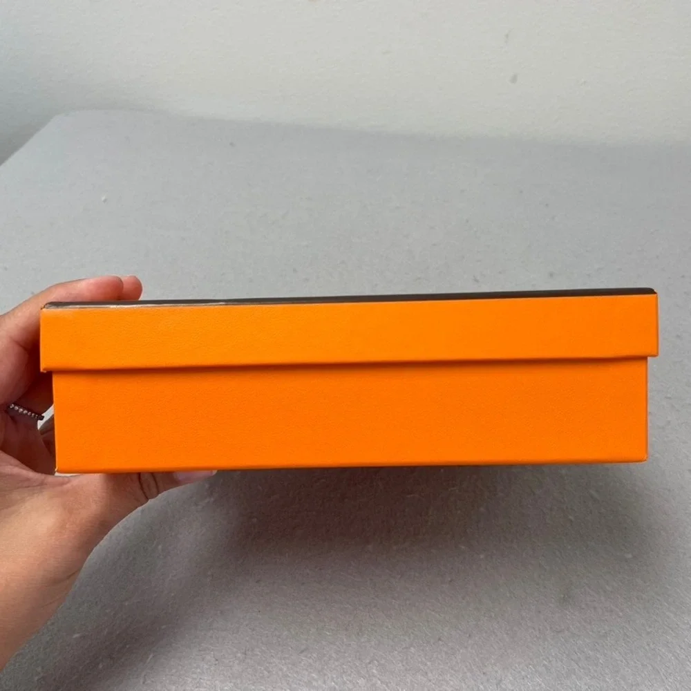 Hermes Box and Dust Bag Set Orange Canvas Logo Packaging Accessory 7.5x7.5x2